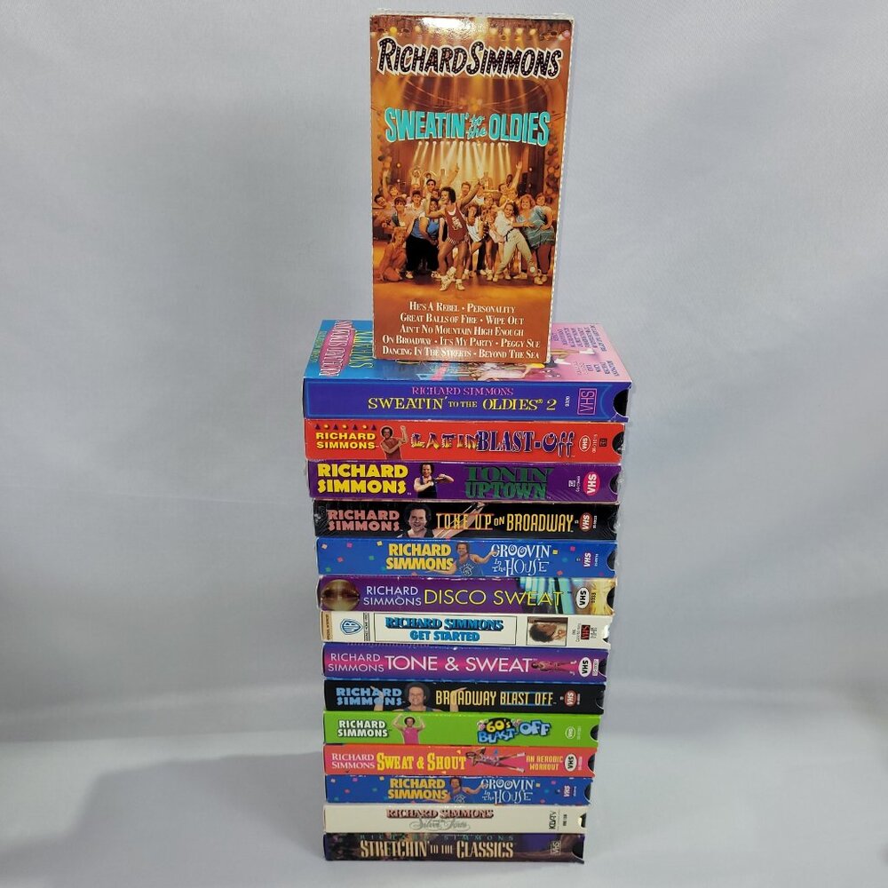 VHS Vintage Richard Simmons 15 Fitness Workout Aerobic Video Lot Sweatin' Oldies